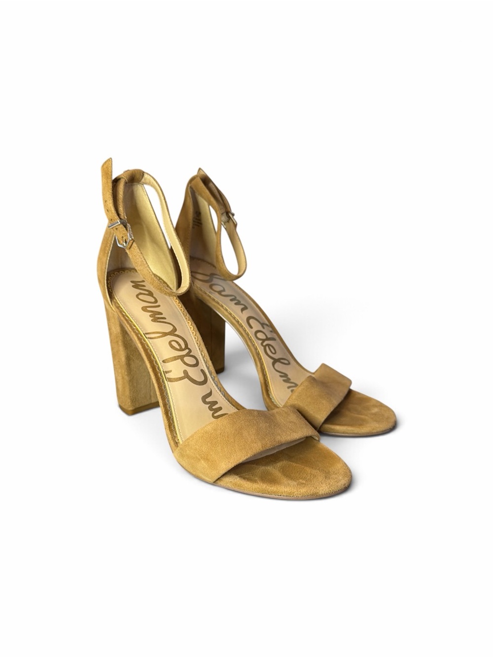 Sam Edelman Brown Suede Ankle-Strap Block Heel Sandals